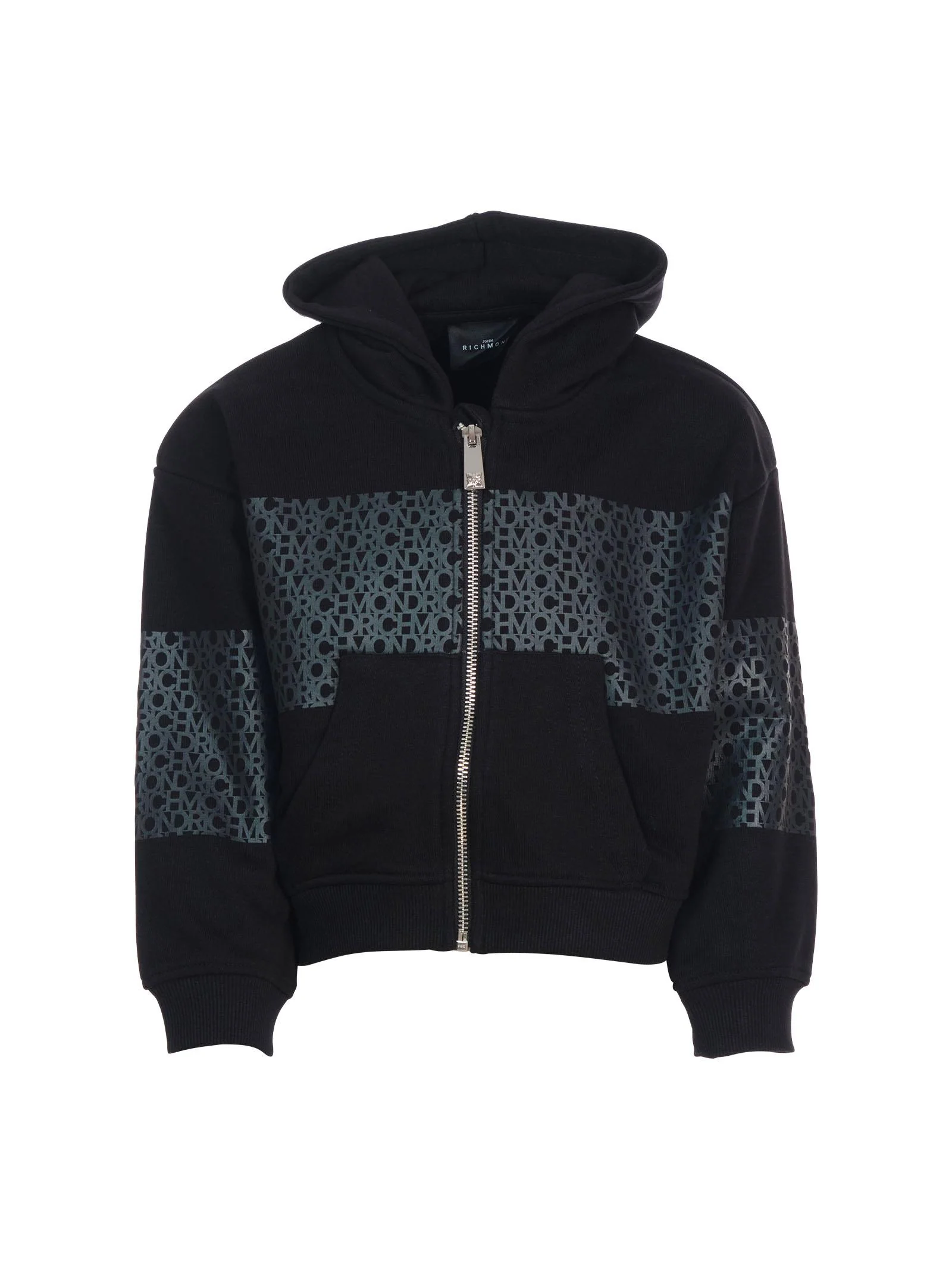 Felpa John Richmond nera con pattern logo ripetuto