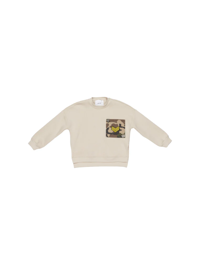 Felpa Lulù Miss Grant beige con taschino militare
