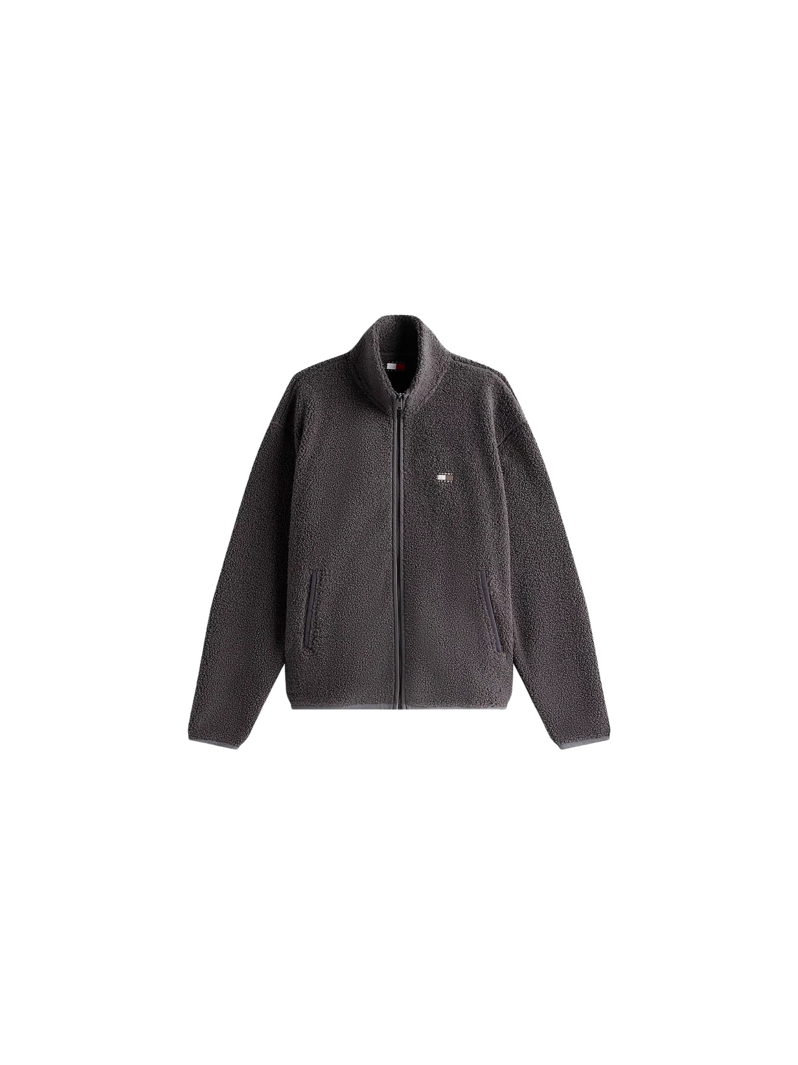 Felpa relaxed fit in sherpa Tommy Hilfiger nero con zip e logo