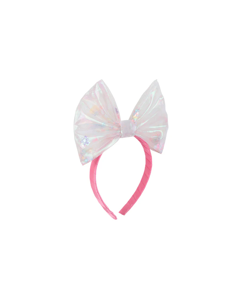 Fermaglio con fiocco Billie Blush bianco e rosa con iridescente