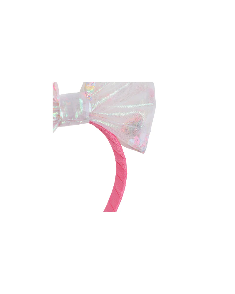 Fermaglio con fiocco Billie Blush bianco e rosa con iridescente - Image 2