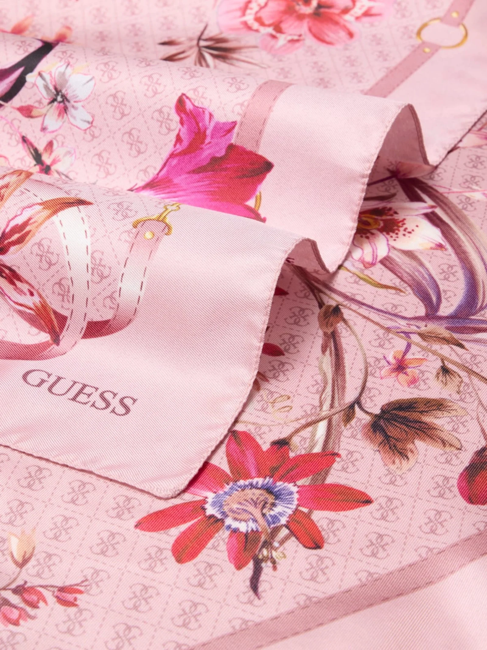 Foulard Guess rosa con fantasia floreale - Image 3