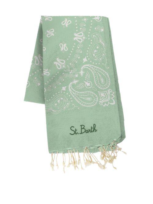 Telo mare "Foutas" Saint Barth verde acqua fantasia bandana