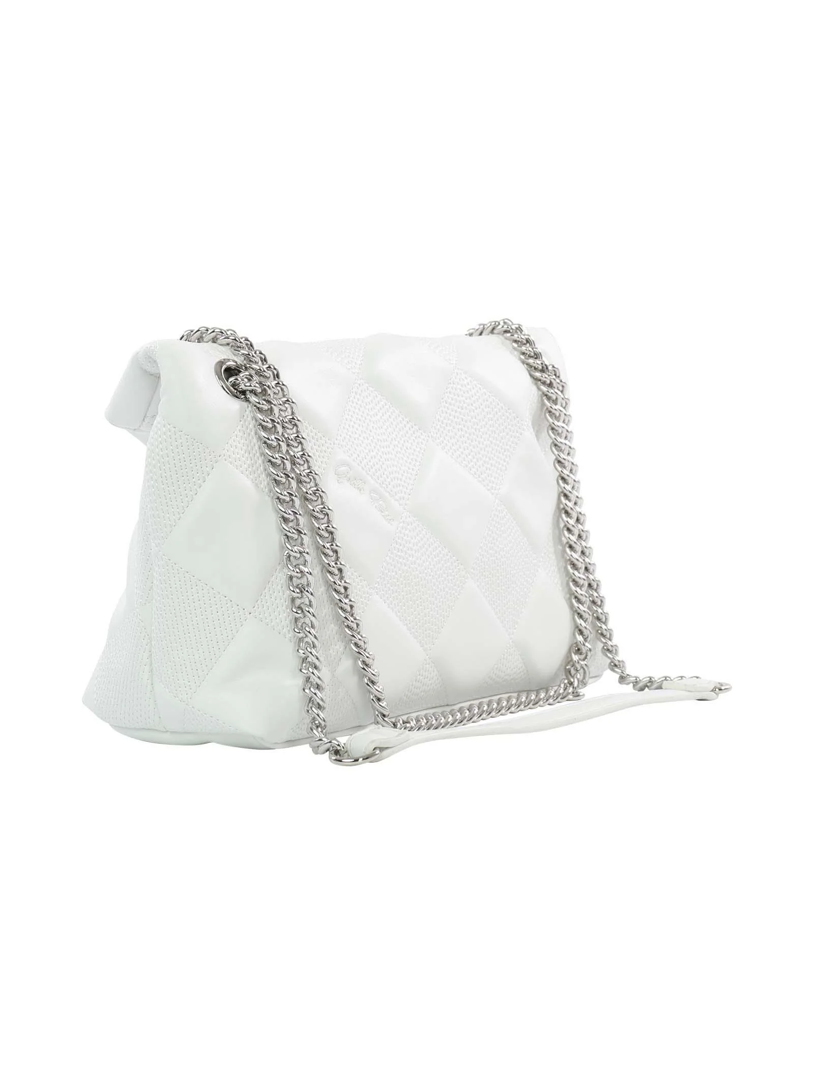 Borsa a tracolla bianca trapuntata con rombi - Image 3