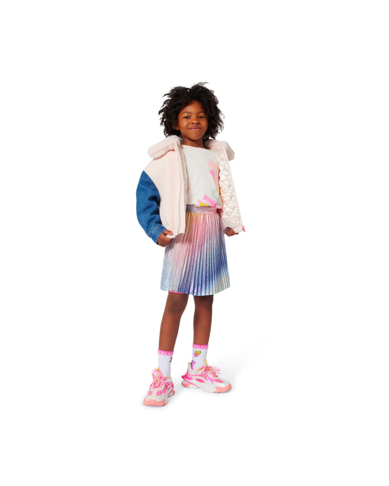 Giacca Billie Blush rosa cipria con maniche in denim - Image 3