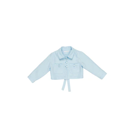 Giacca cropped Miss Grant azzurra con cinturino