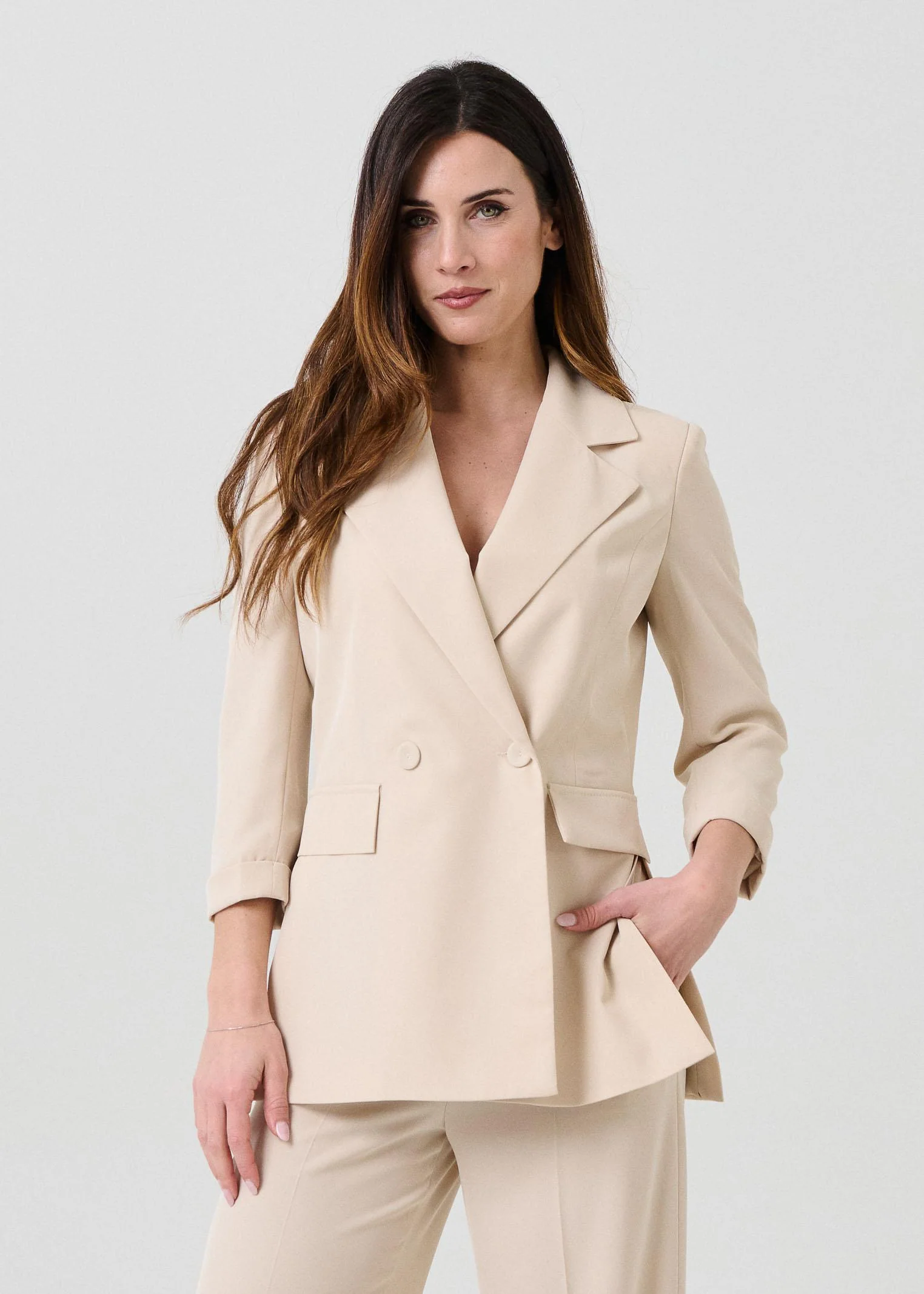 Giacca doppiopetto "Kadì Spacchi" Armoire beige