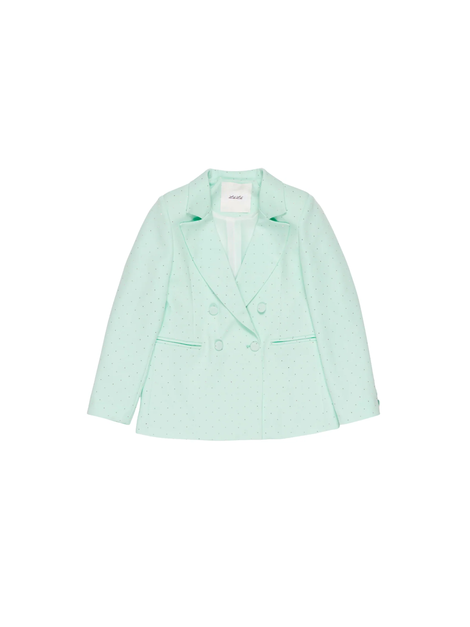 Giacca doppiopetto Lulù by Miss Grant verde menta con micro strass