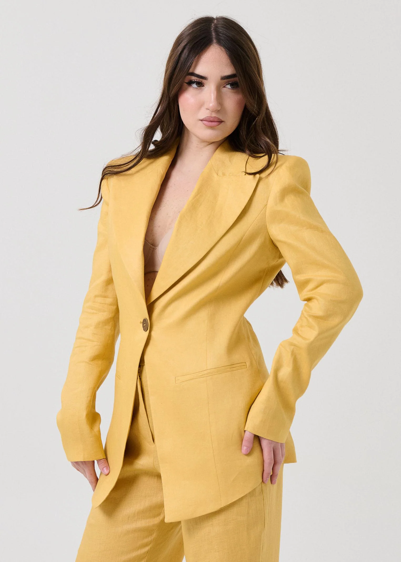 Giacca in lino Bohemian Vì giallo mostarda - Image 3