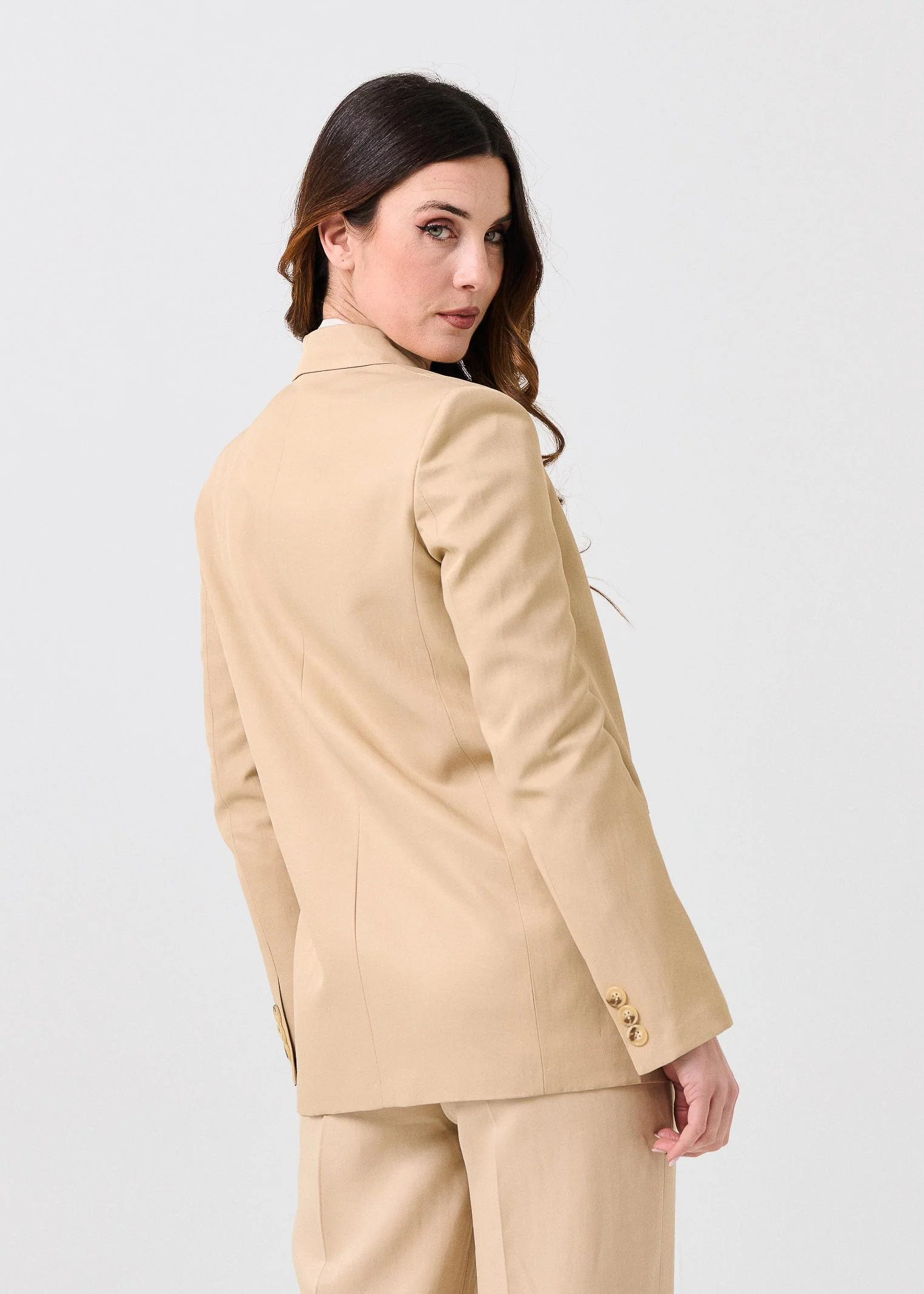Giacca in misto lino Vicolo beige doppiopetto - Image 3