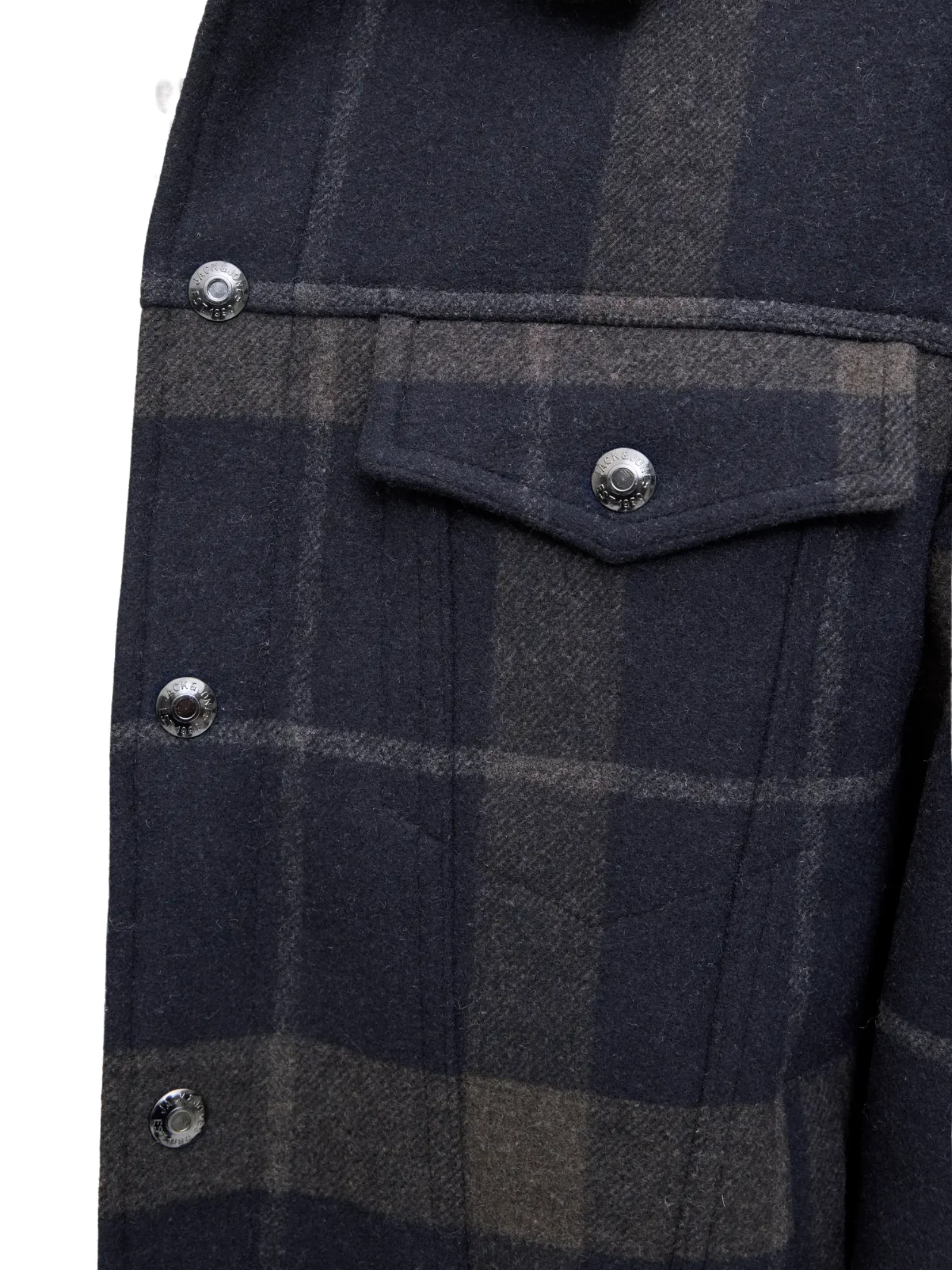 Giacca Jack & Jones blu check con interno in ecopelliccia - Image 5