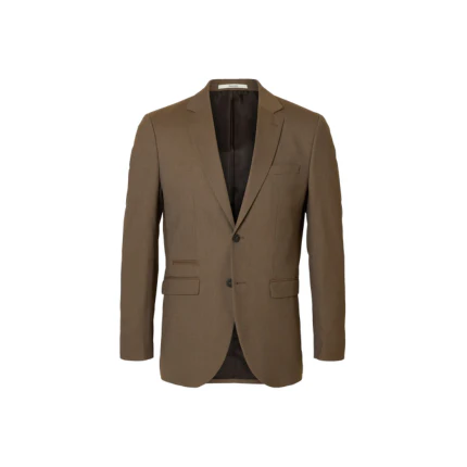 Giacca monopetto Selected marrone con tasche laterali