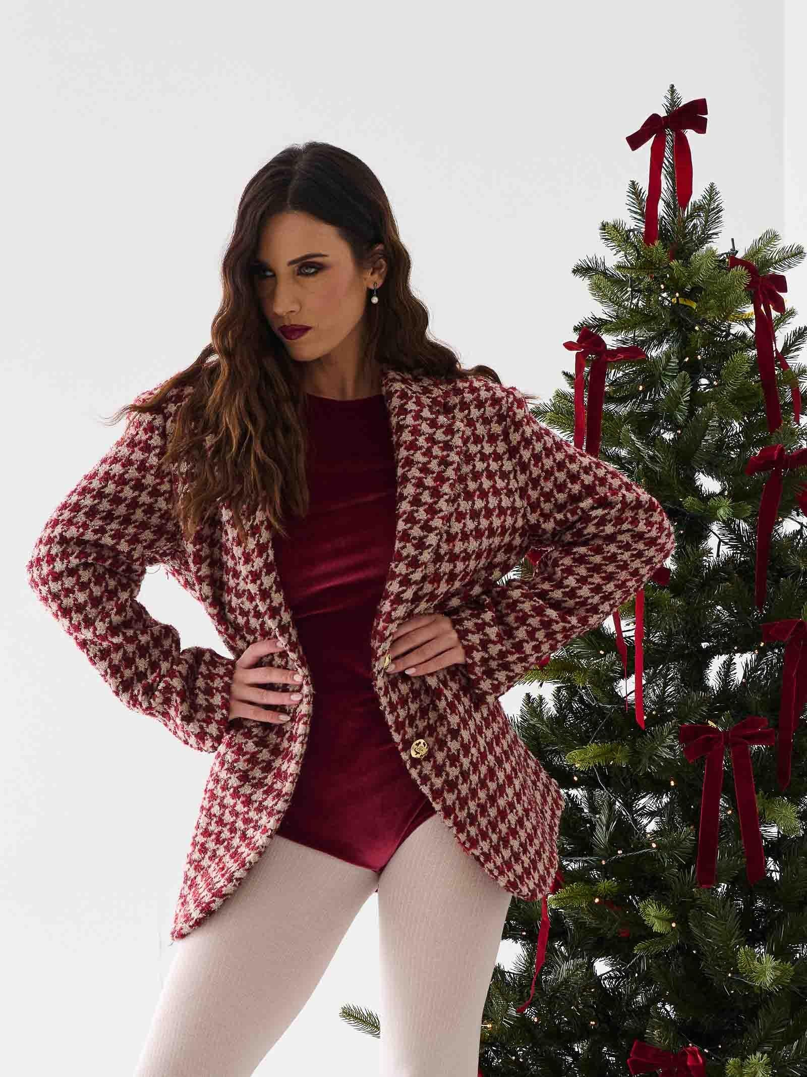 Giacca pied de poule Silence Limited rosso e beige - Image 2