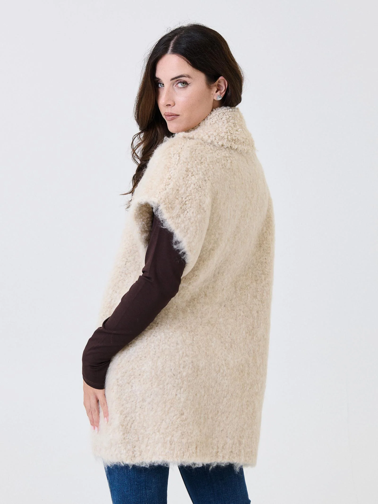 Giacca teddy smanicata Kontatto beige - Image 3