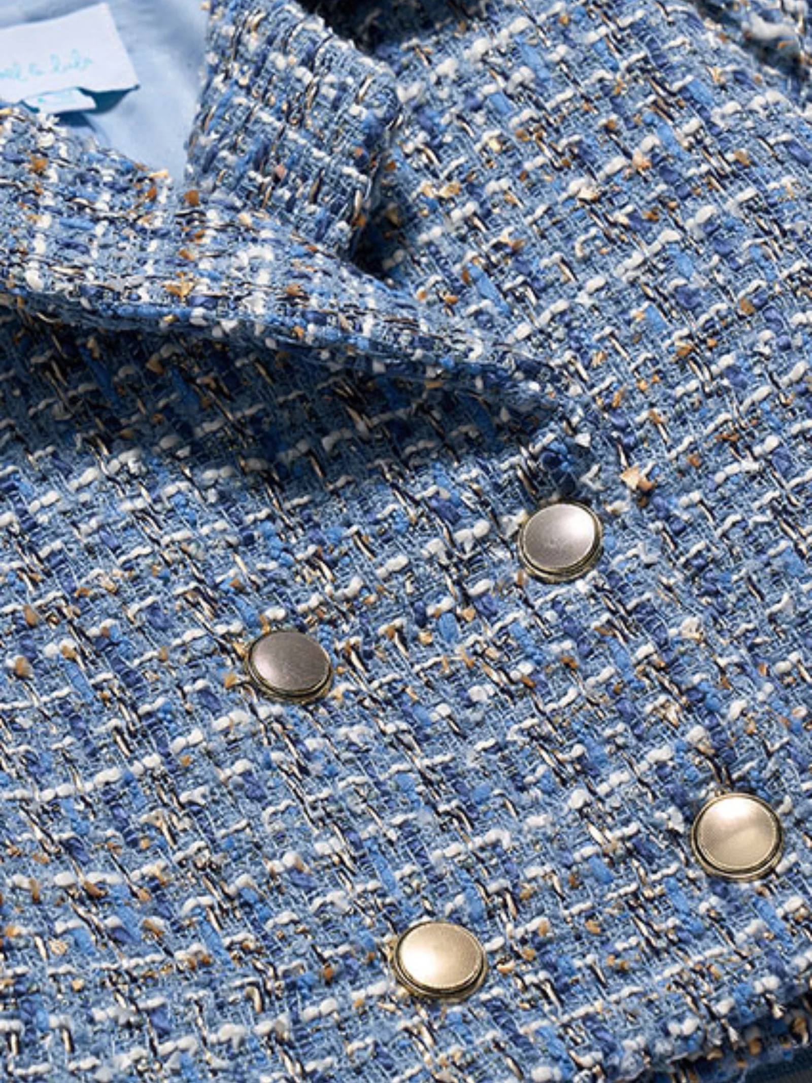 Giacca tweed doppio petto Abel & Lula azzurra - Image 3