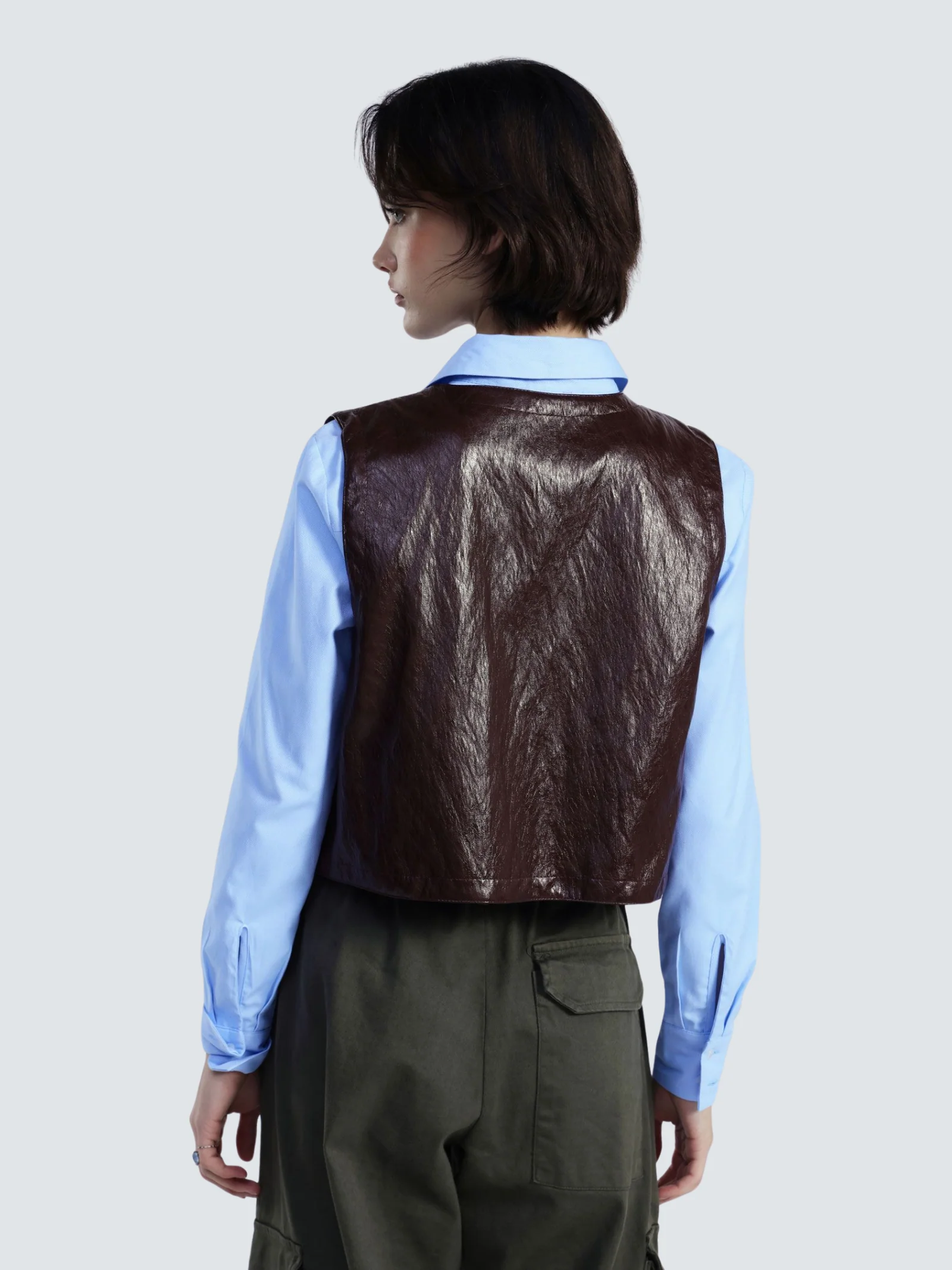 Gilet corto Dixie bordeaux senza chiusura - Image 2