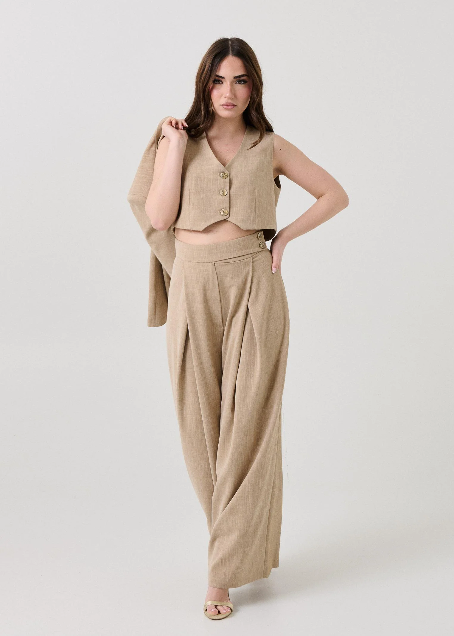 Gilet crop Bohemian Vì fango - Image 4