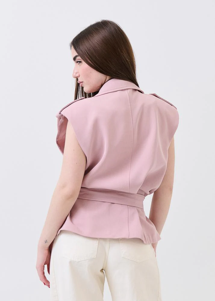 Gilet Haveone rosa cipria con coulisse - Image 3