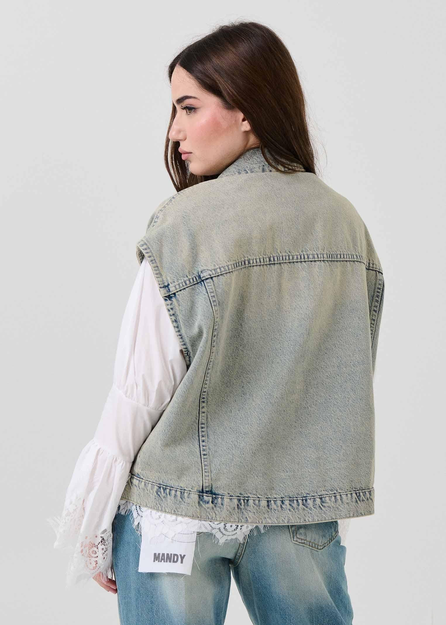 Gilet in denim Haveone sabbiato - Image 3