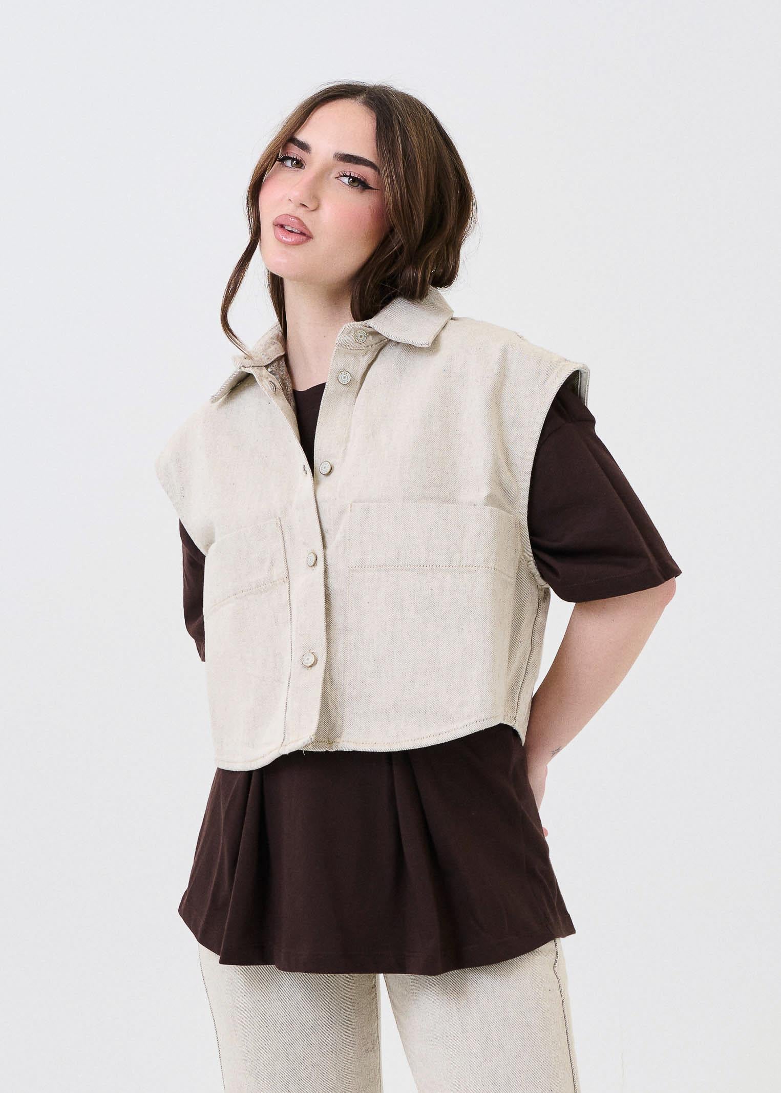 Gilet in denim Vicolo sabbia - Image 2