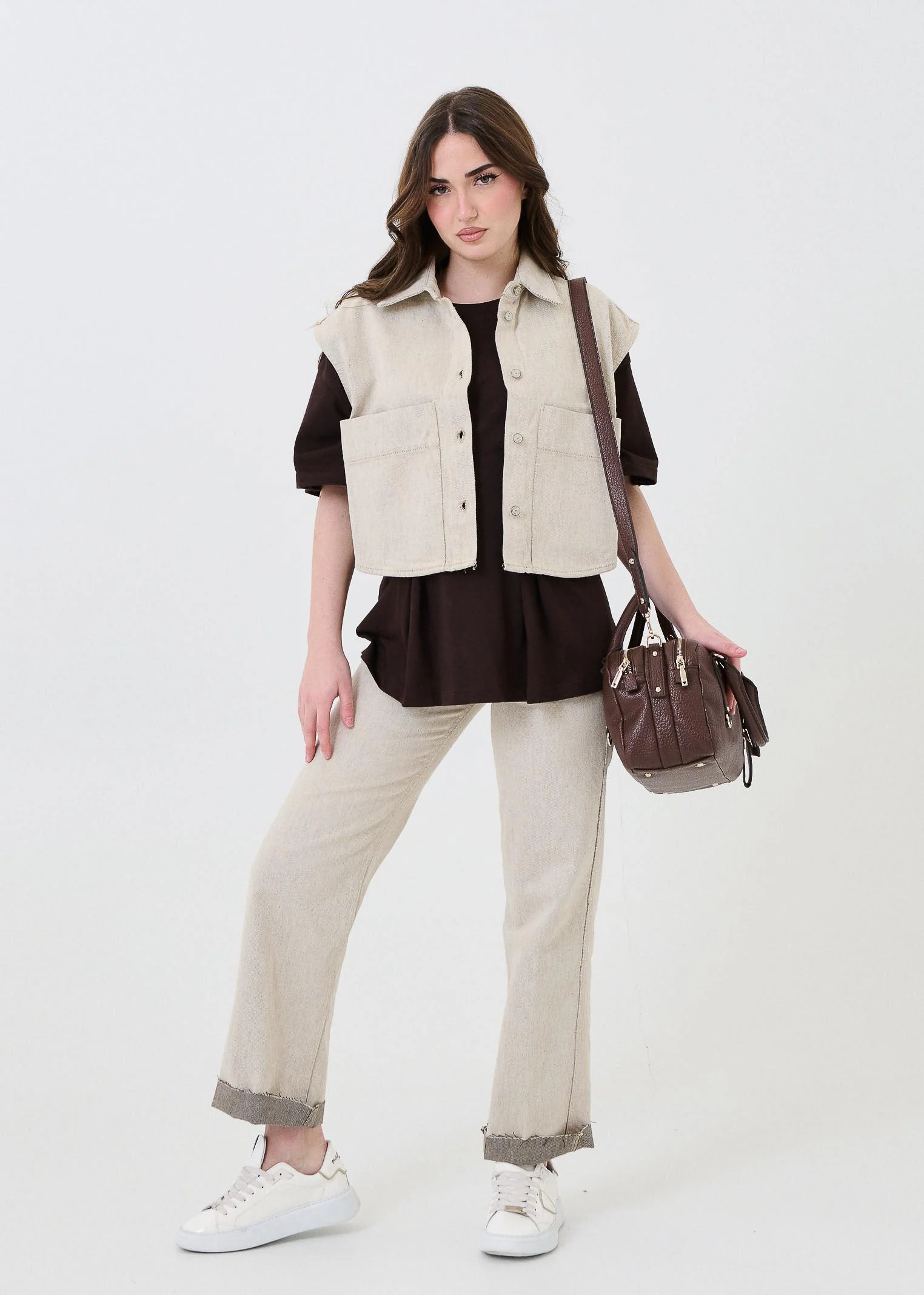 Gilet in denim Vicolo sabbia - Image 4