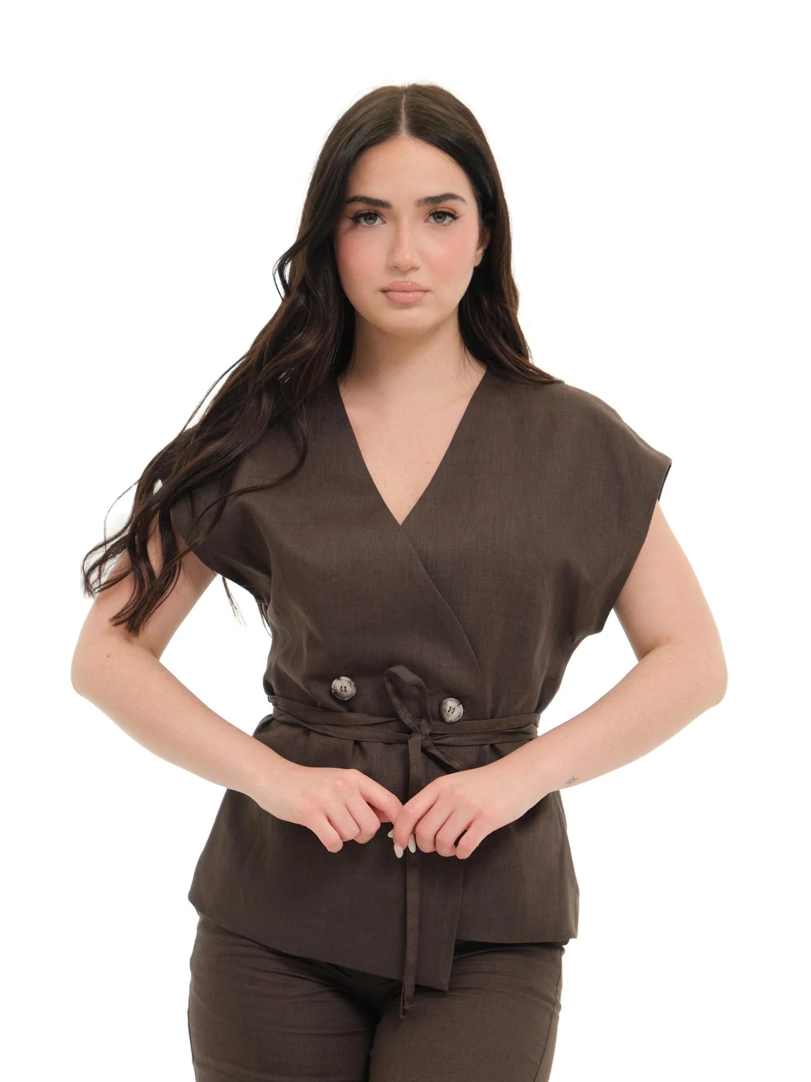 Gilet kimono Vicolo marrone