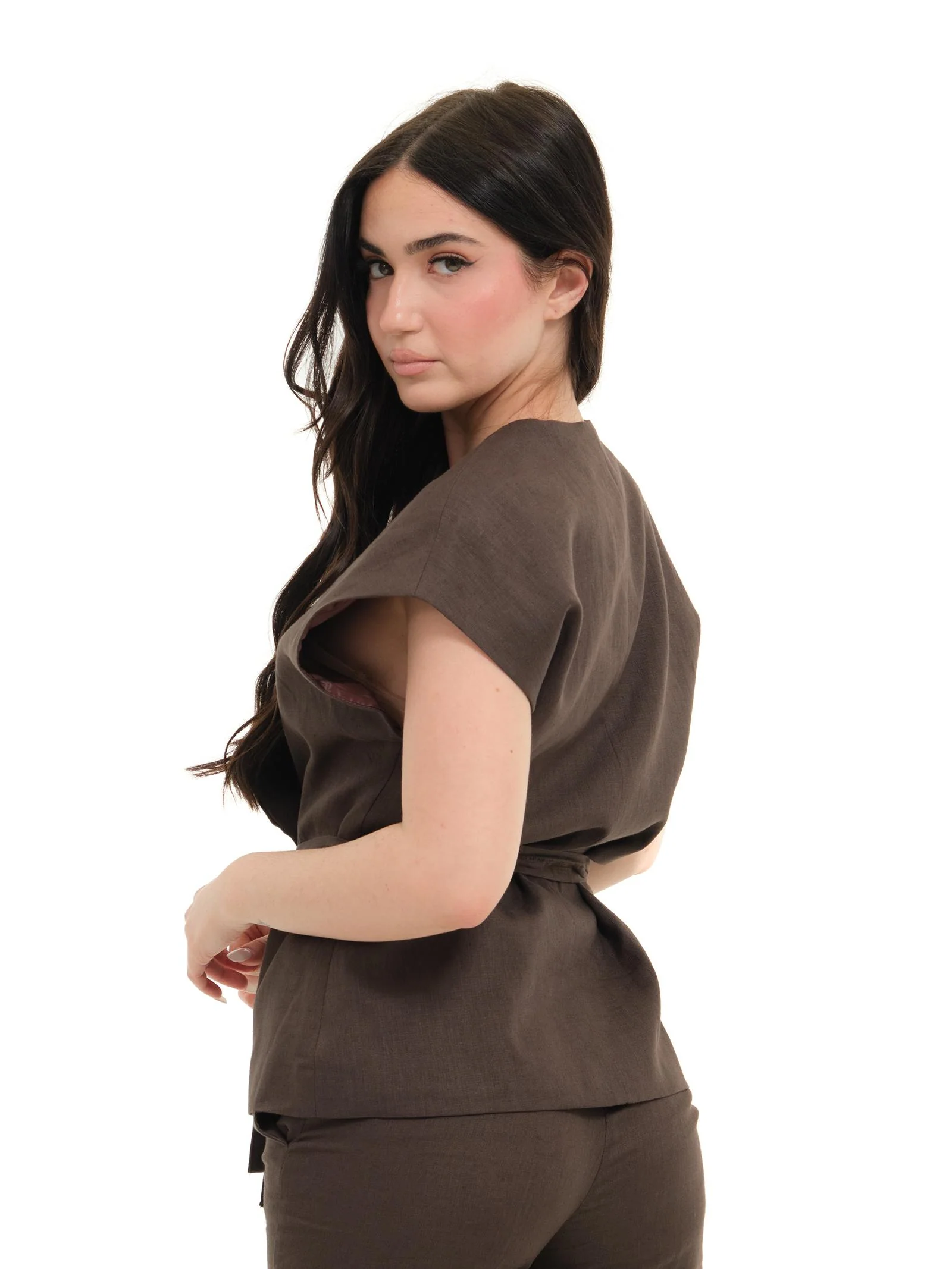 Gilet kimono Vicolo marrone - Image 3