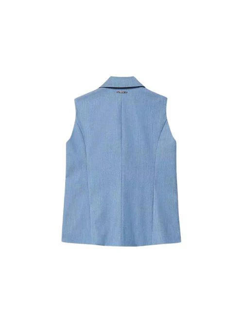 Gilet monopetto in fil-à-fil Twinset azzurro - Image 2