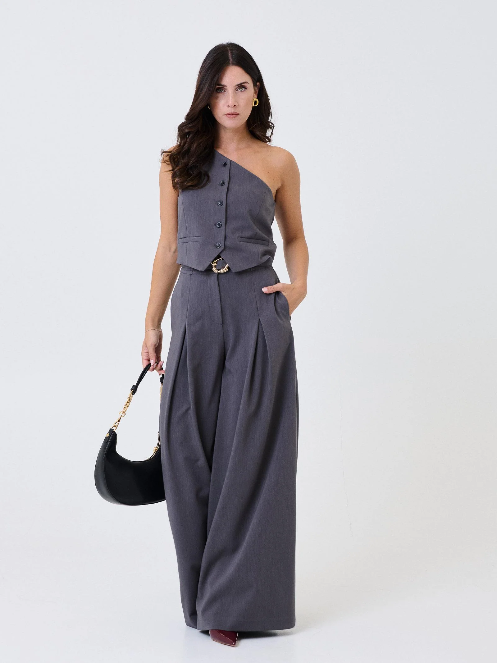 Gilet monospalla Imperial grigio scuro con bottoni - Image 4