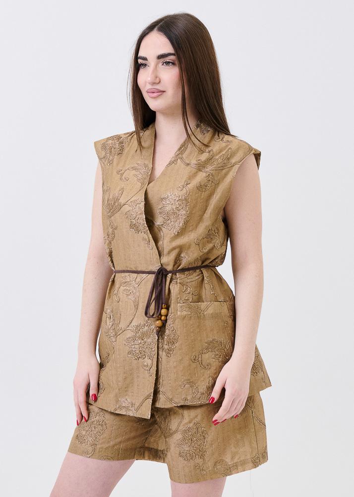 Gilet Souvenir marrone con ricami - Image 2