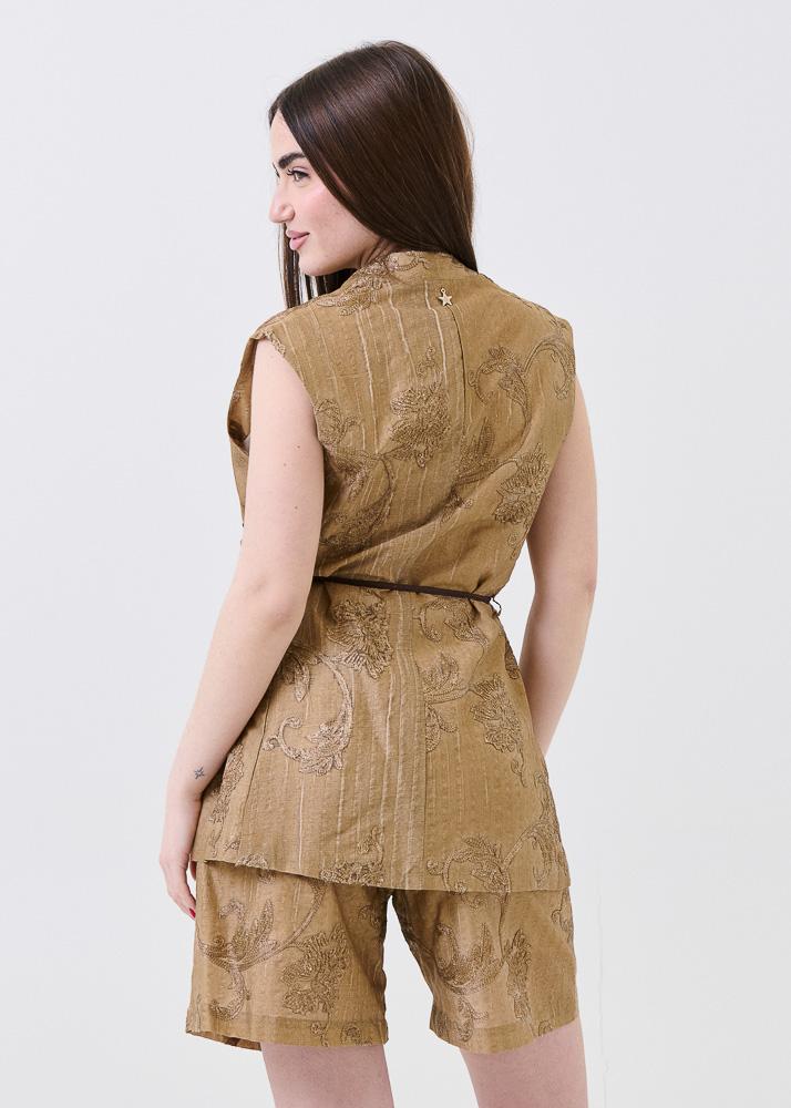 Gilet Souvenir marrone con ricami - Image 3