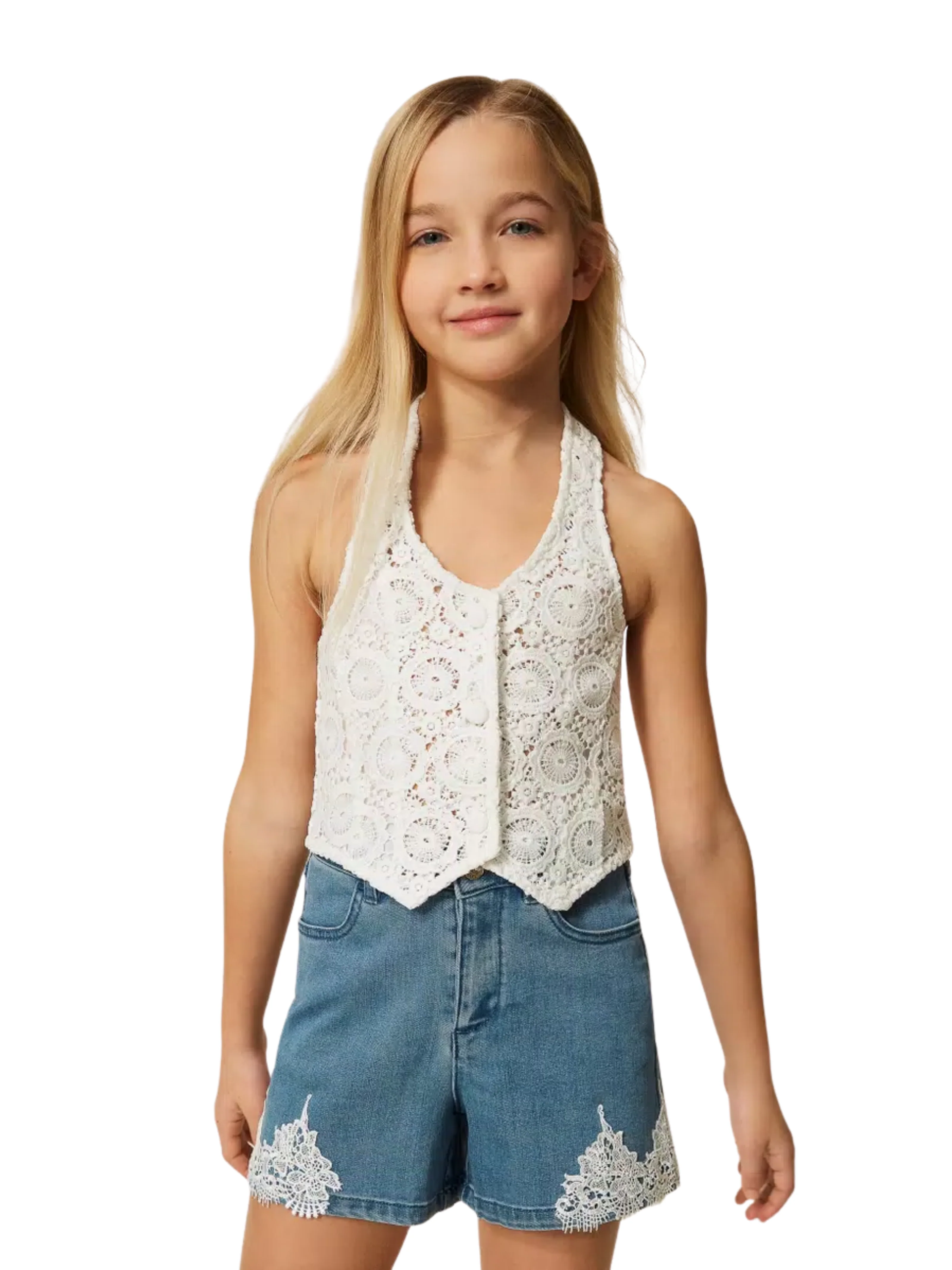 Gilet Twinset bianco in pizzo macramè - Image 5