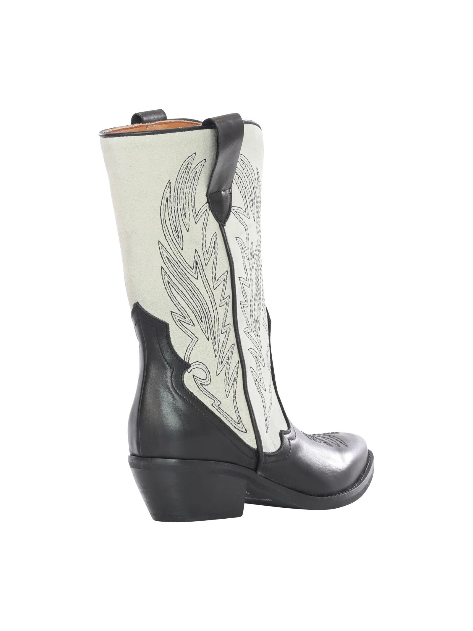 Camperos in pelle nera e camoscio off white decorato - Image 2