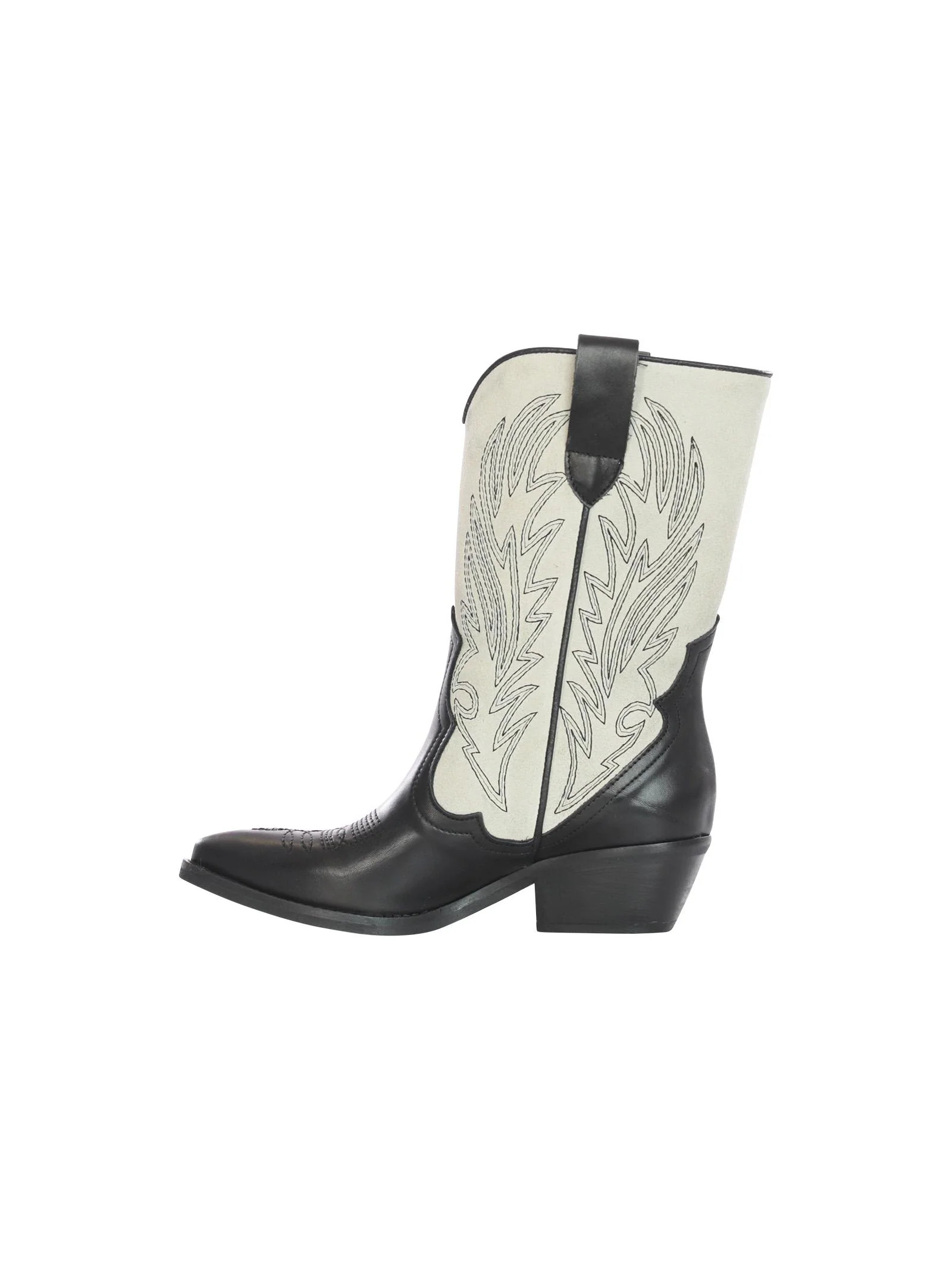 Camperos in pelle nera e camoscio off white decorato - Image 4