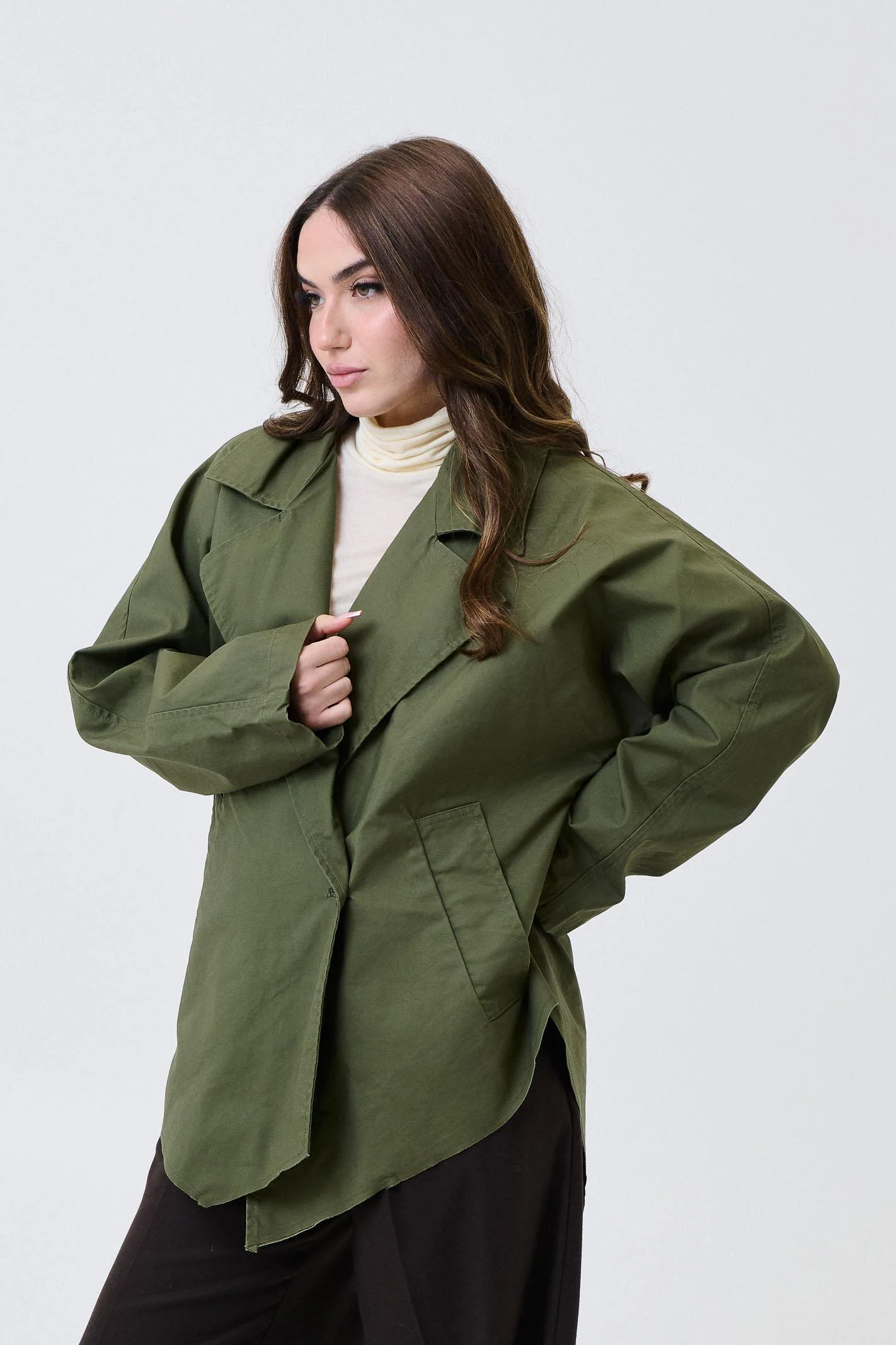 Giubbino Armoire verde militare con ecopelliccia e cardigan removibili - Image 5