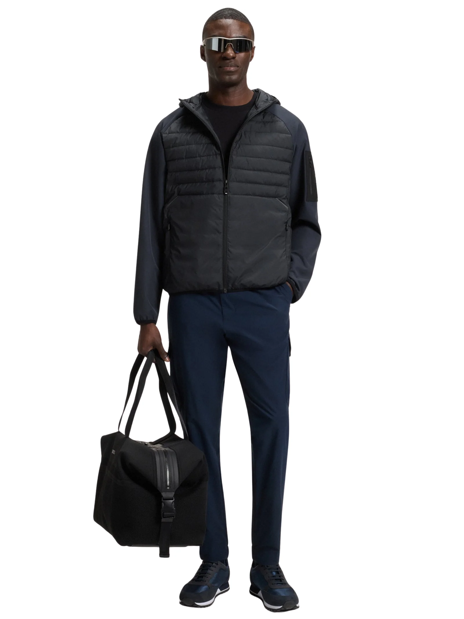 Giubbino Boss blu navy con inserti trapuntati - Image 3