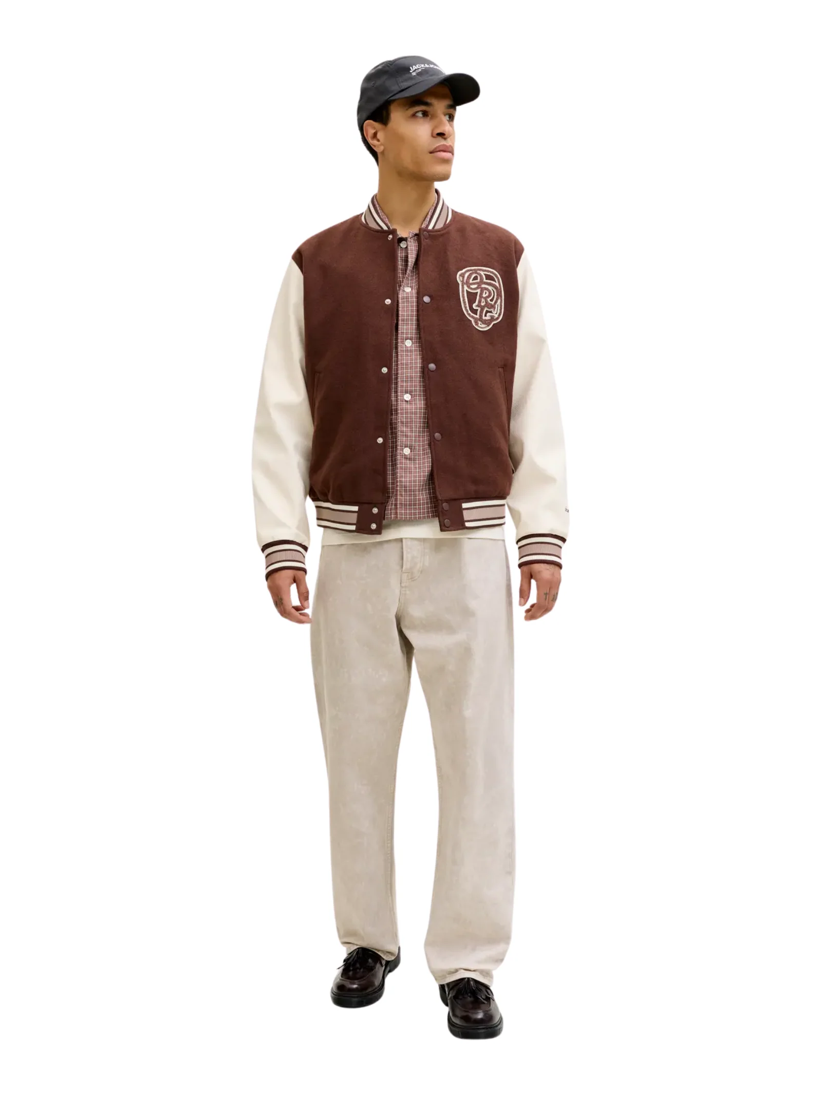Giubbino college Jack & Jones marrone e panna - Image 2
