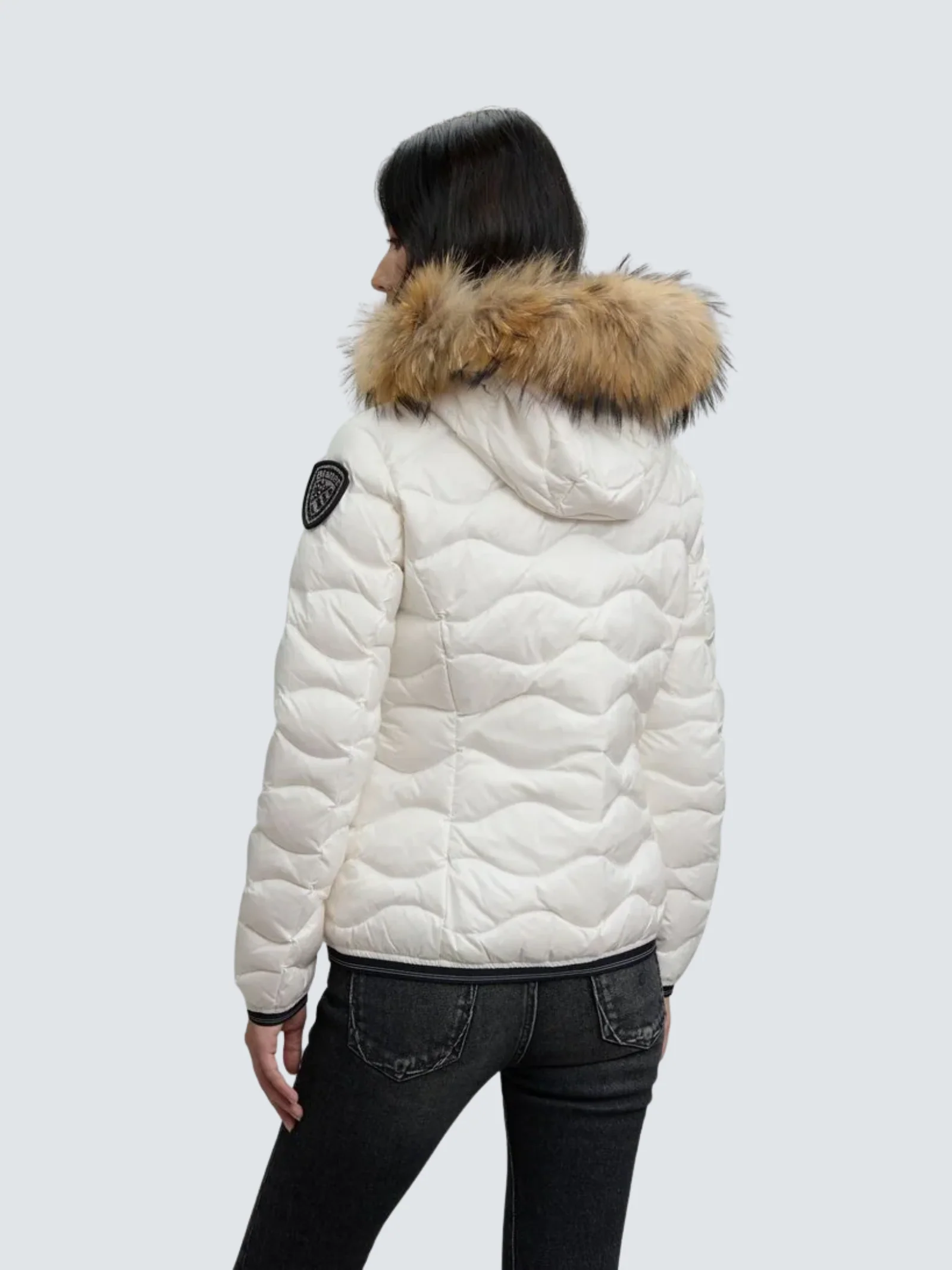 Giubbino con bordo in pelliccia "Aldie" Blauer bianco - Image 2