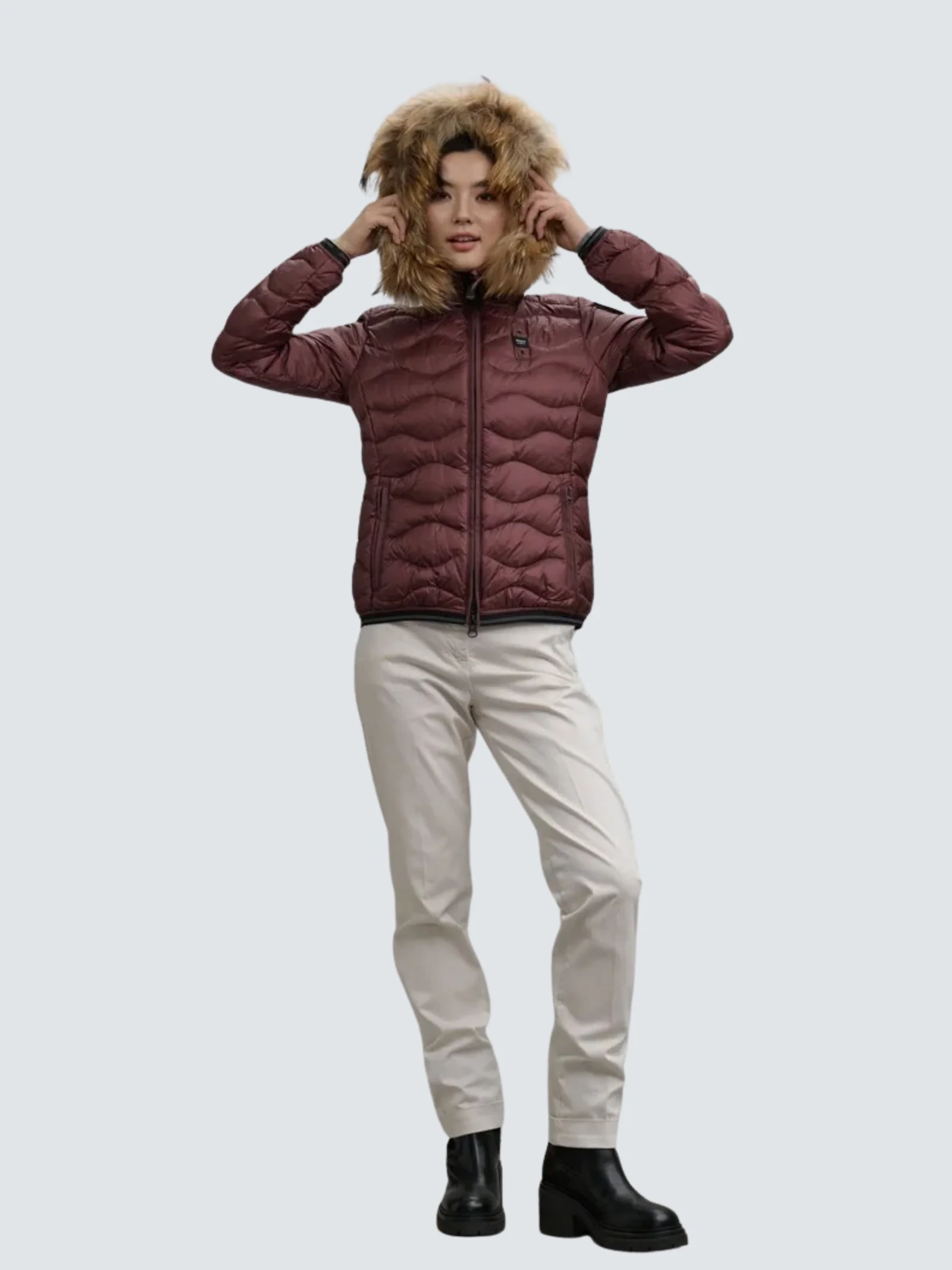 Giubbino con bordo in pelliccia "Aldie" Blauer rosso - Image 3