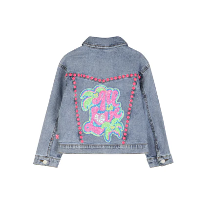 Giubbino di jeans Billie Blush blu con dettagli a contrasto - Image 2