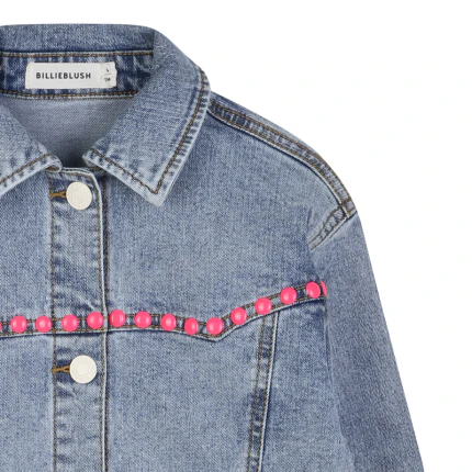 Giubbino di jeans Billie Blush blu con dettagli a contrasto - Image 3
