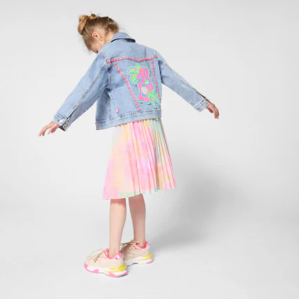 Giubbino di jeans Billie Blush blu con dettagli a contrasto - Image 4