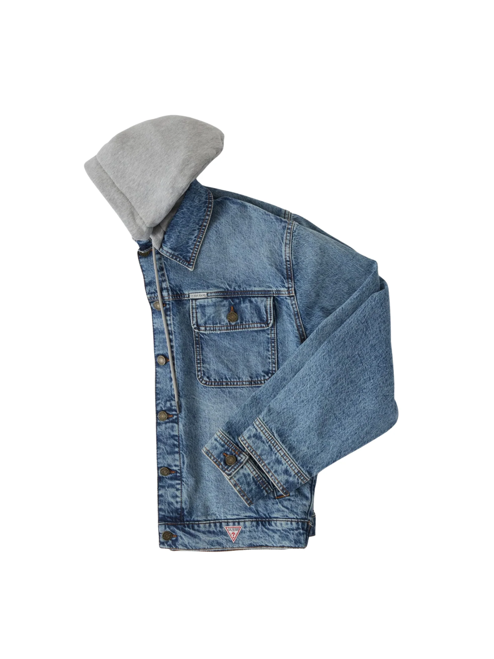 Giubbino di jeans Guess azzurro con cappuccio in cotone - Image 3