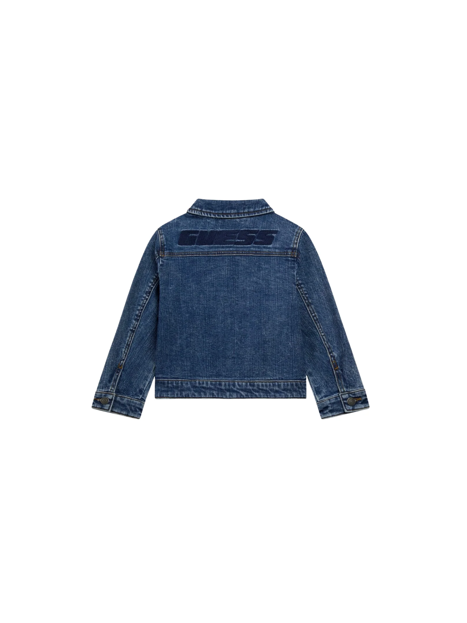 Giubbino di jeans Guess blu con logo triangolare su taschino - Image 2