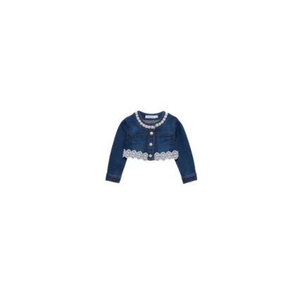 Giubbino in denim Abel & Lula blu indaco con dettagli pizzo