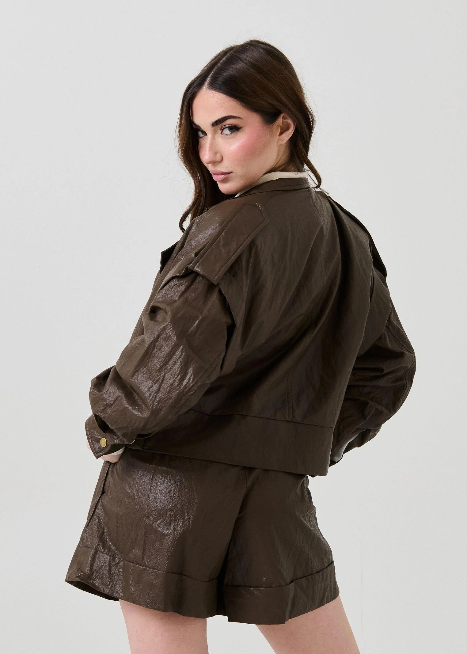 Giubbino in ecopelle Haveone moro - Image 3