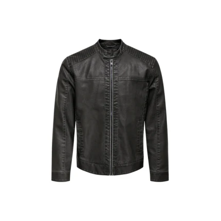 Giubbino in ecopelle Only & Sons nero effetto used