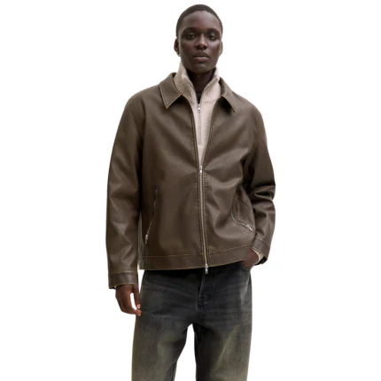 Giubbino Jack & Jones marrone cioccolato in ecopelle - Image 3