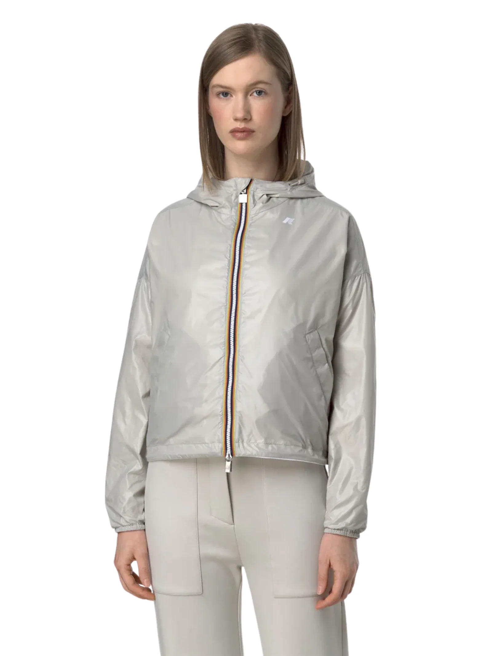 Giubbino "Laurette Plus.2 Reversibile" K-Way bianco e beige - Image 3