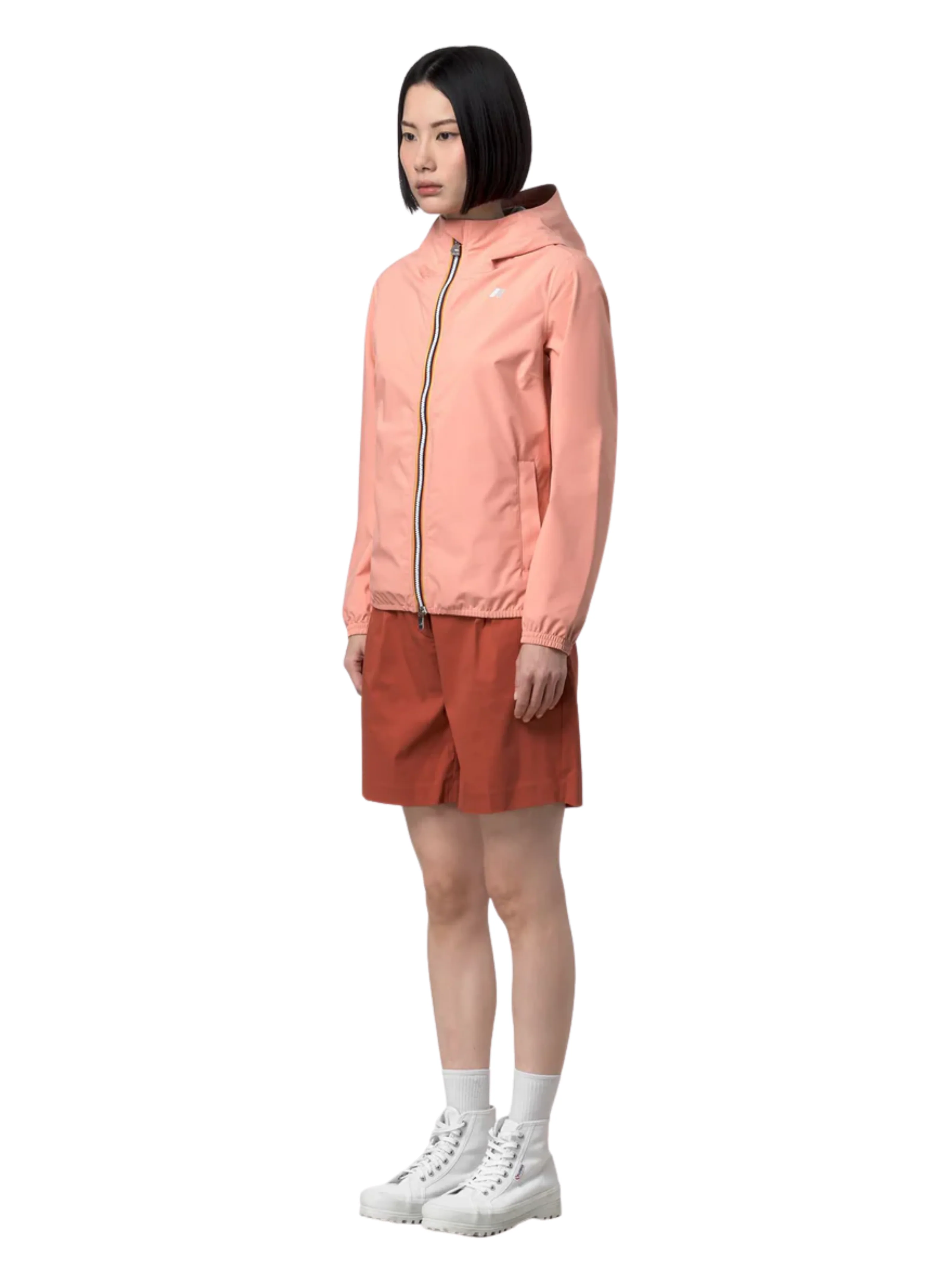 Giubbino "Lil 2.0 Strech Poly Jersey" K-Way rosa pesca - Image 4